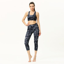 2021 New Arrival Flexible Polyester Sportswear Print Womens Vest Cropped Pants Spring Yoga Sets Fitness